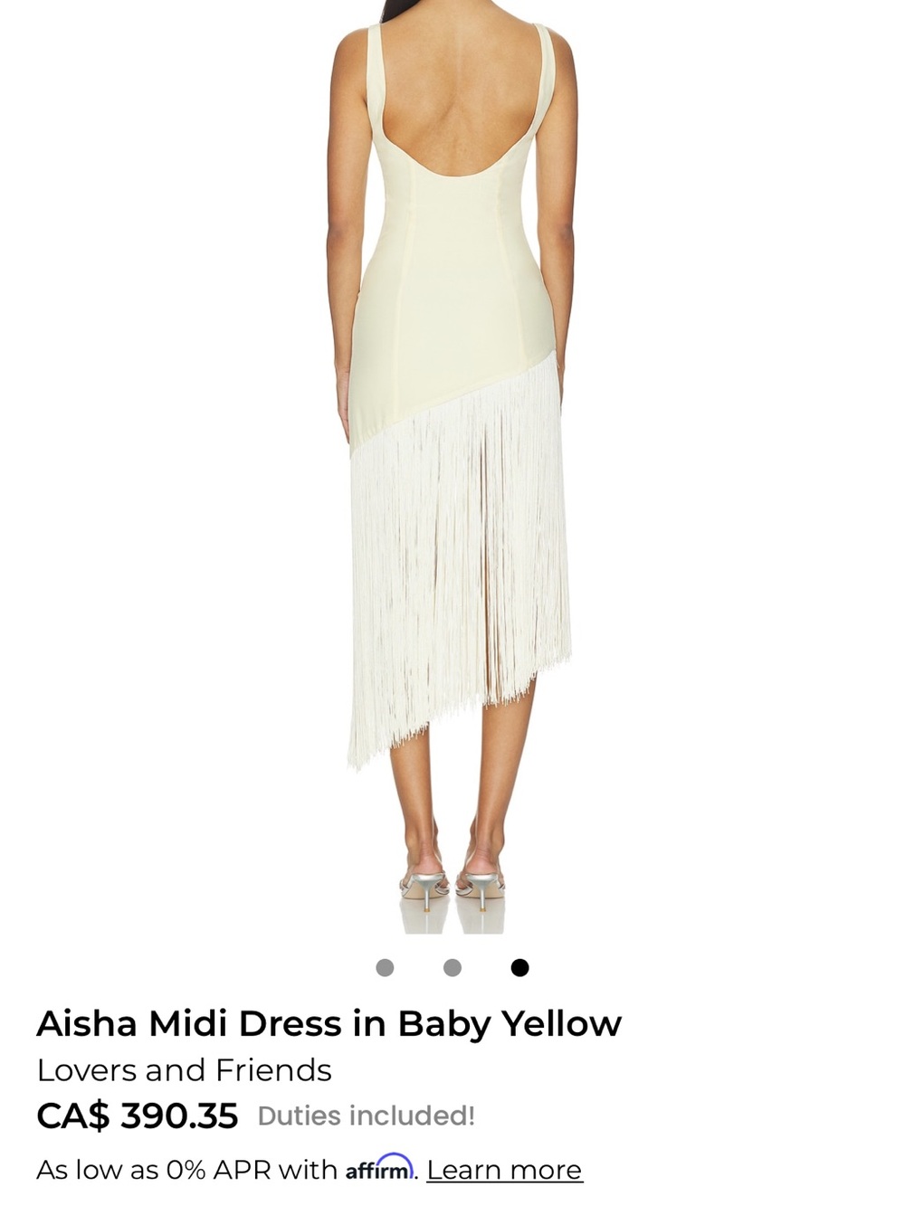NWT REVOLVE Lovers + Friends Baby Yellow Aisha Midi Fringe Dress - Picture 3 of 5